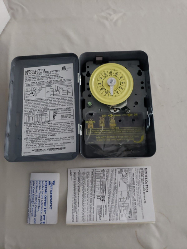 Intermatic T101 SPST Mechanical Time Switch Gray - 120V 40amp gallery