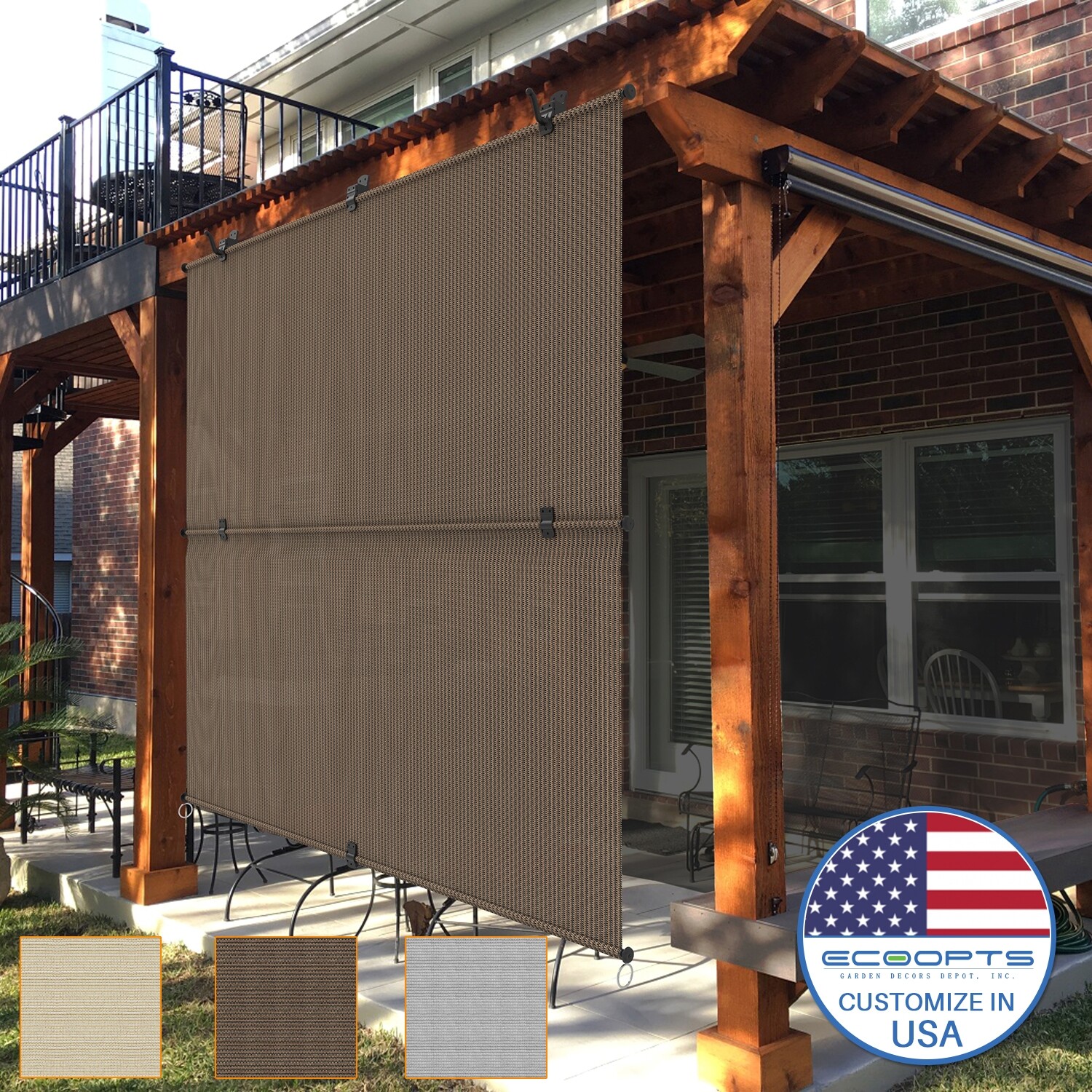 7ft/8ft(W) Foldable Shade Cordless Roller UV Blind for Patio Deck Gazebo Porch gallery
