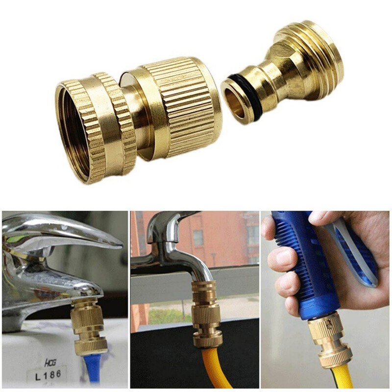 3/4"Garden Hose Quick Connector Water SOLID BRASS Female Male Connect Set US gallery