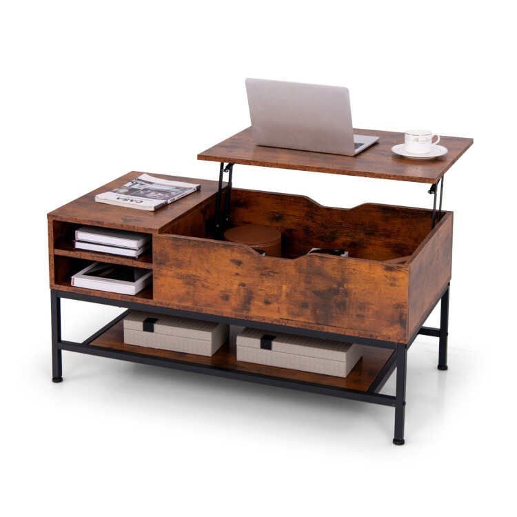Lift Top Coffee Table, Hidden Storage Space Removable Storage Rack 2 Compartment gallery