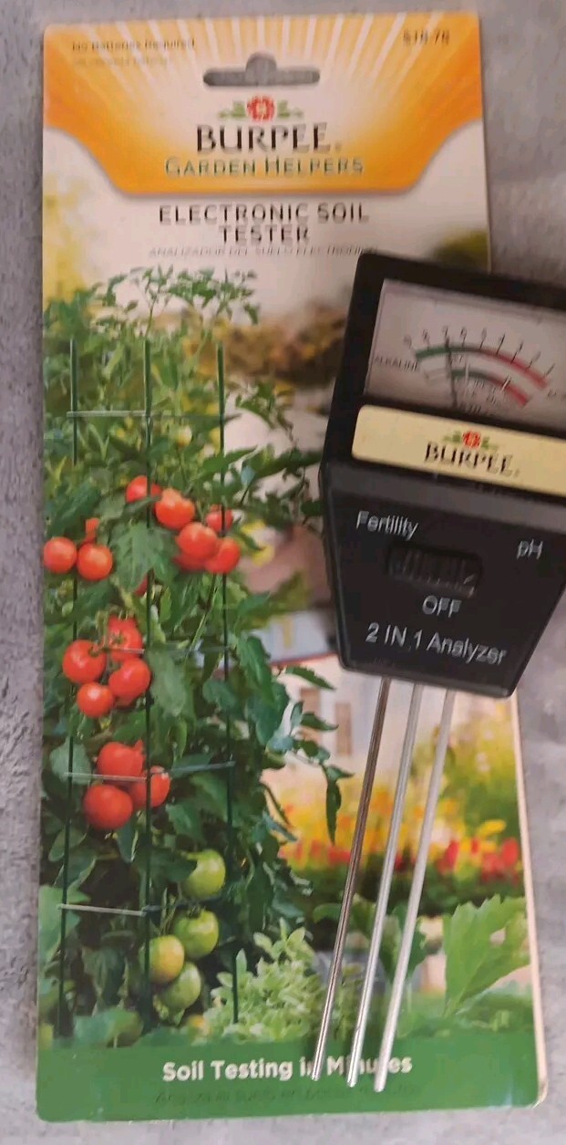 Burpee Electronic Soil Tester pH Fertility No Batteries Required Open Package gallery