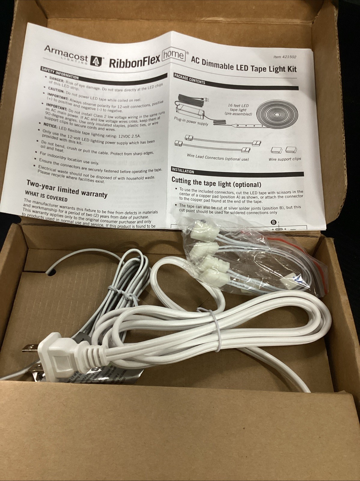 Armacost Lighting 421502 RibbonFlex Home AC Dimmable Tape Light Kit 16’ New gallery