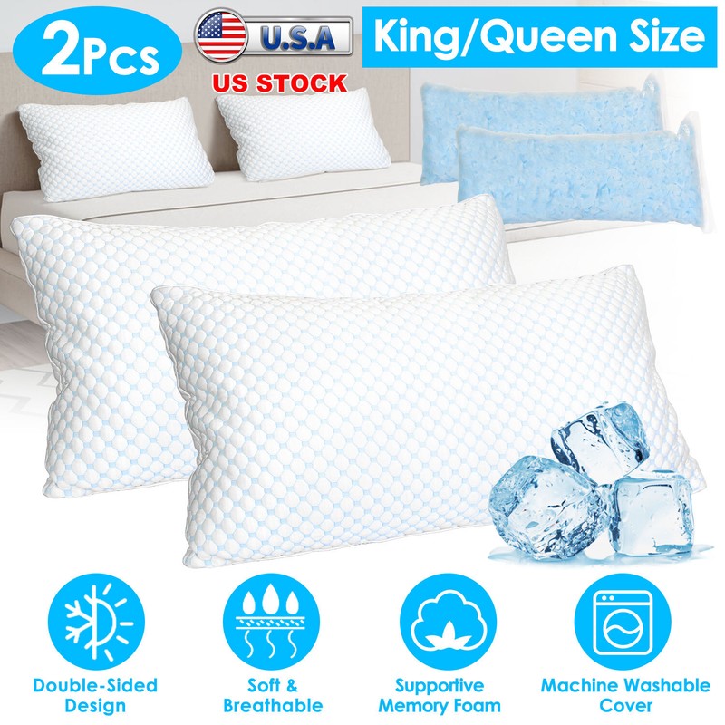 Cool Bamboo Pillows 2 Pack Adjustable Shredded Memory Foam Pillows King or Queen gallery