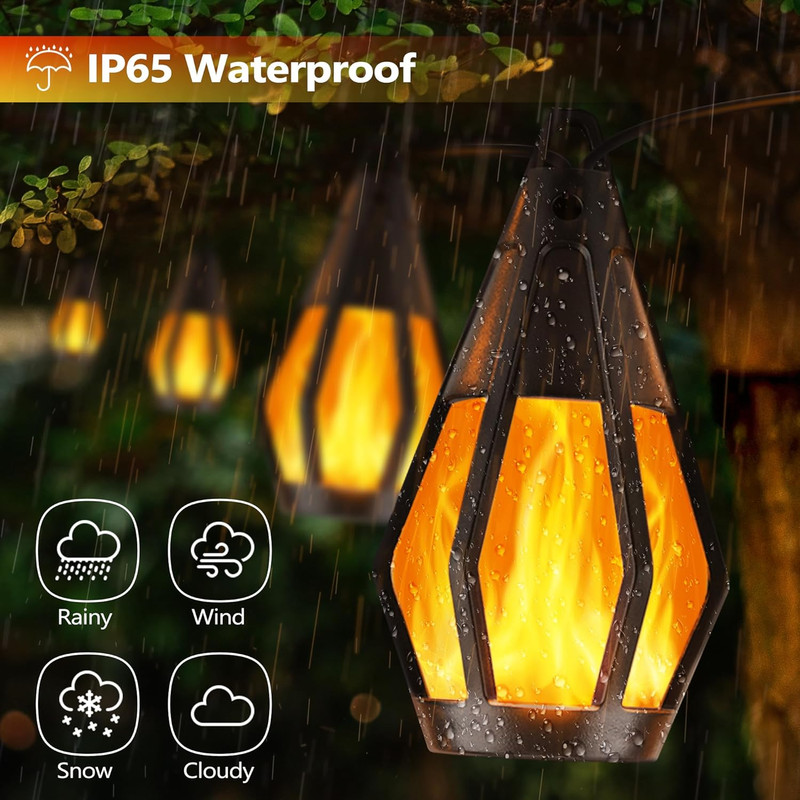 Solar String Lights for Outside, 21Ft Patio Lights with 10 Flickering Flame Ligh gallery