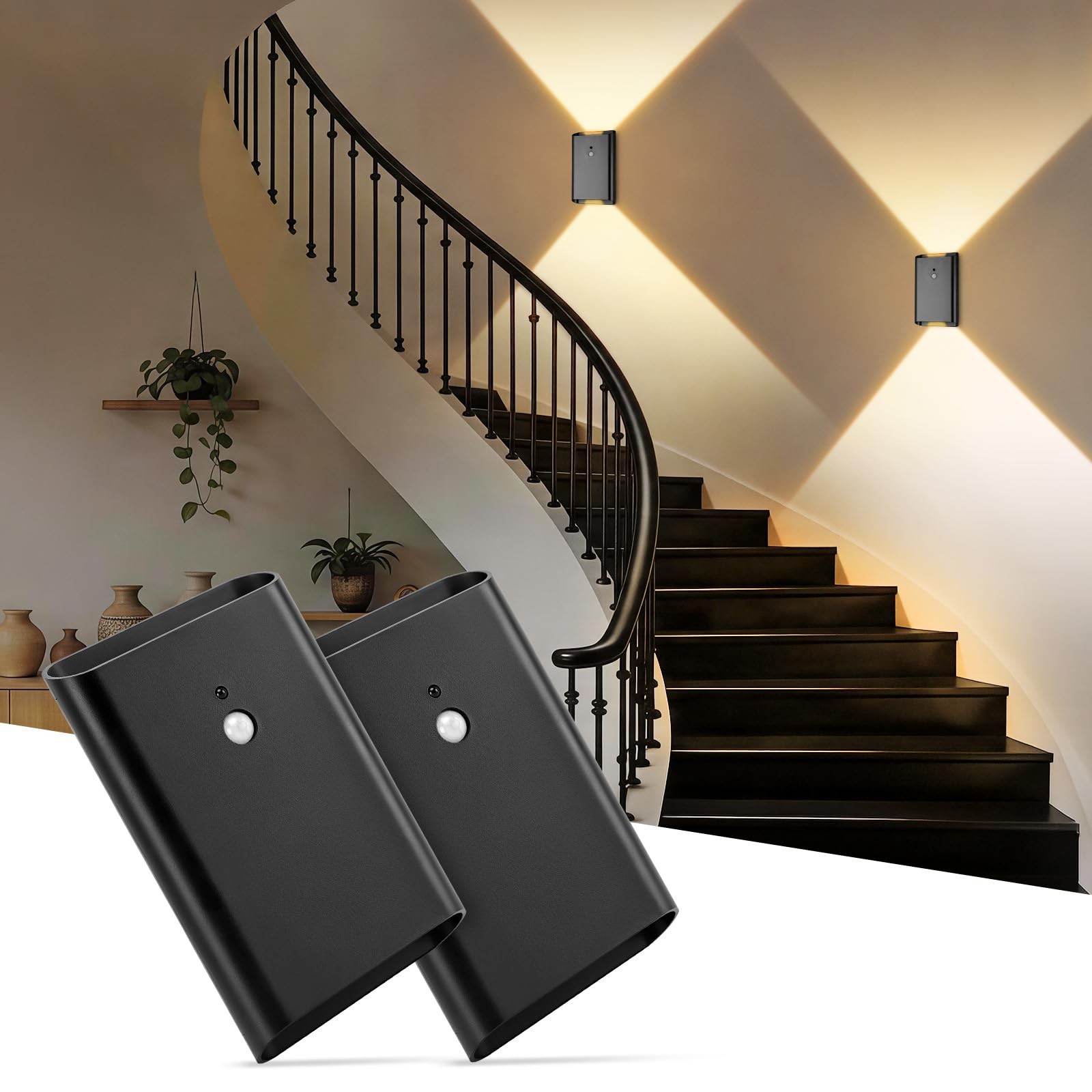 Motion Wireless Wall Sconce Set of 2 - Battery Operated Wall Light with Timer... gallery