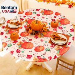 Round Spandex Thanksgiving Tablecloth, Elastic Fitted Waterproof Tablecloths for
