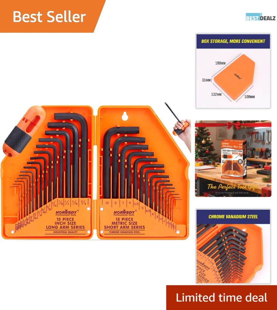 Comprehensive 32-Piece Allen Wrench Set - Inch/Metric with High Leverage Design