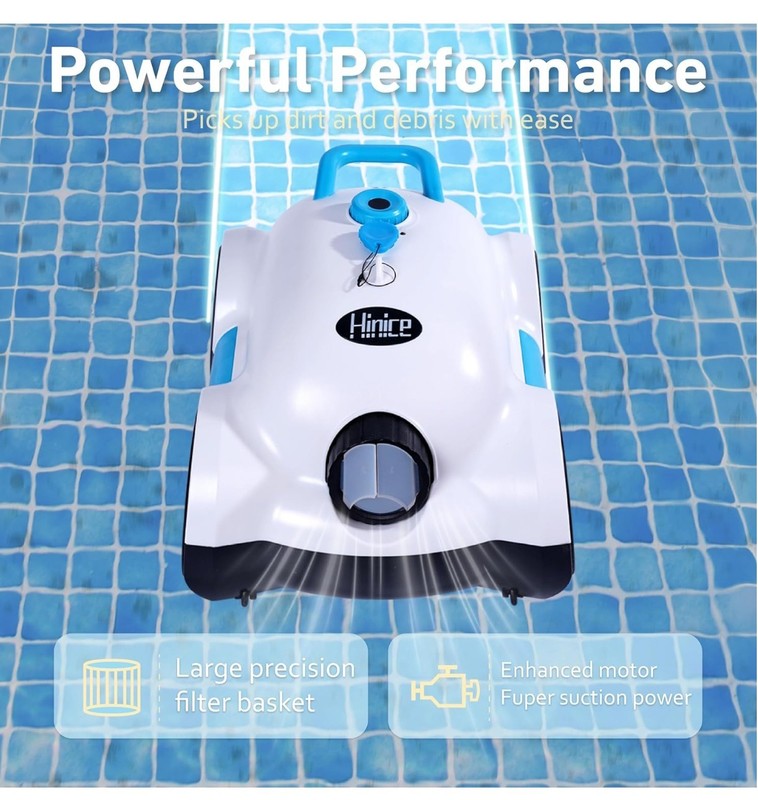 Cordless Robotic Pool Cleaner,Automatic Pool Vacuum Robot up to 2153 sq ft White gallery
