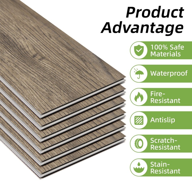 SPC Vinyl Flooring Planks Waterproof Click Lock Wood Grain Floor Tile 23.9 Sq.Ft gallery
