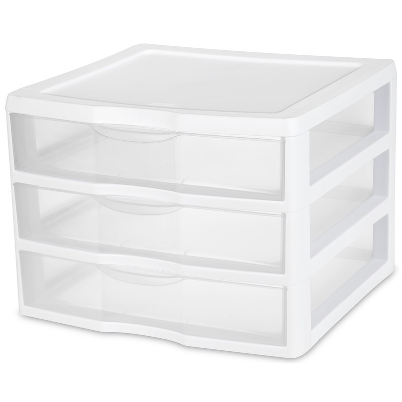 Wide 3 Drawer Unit Plastic, White gallery