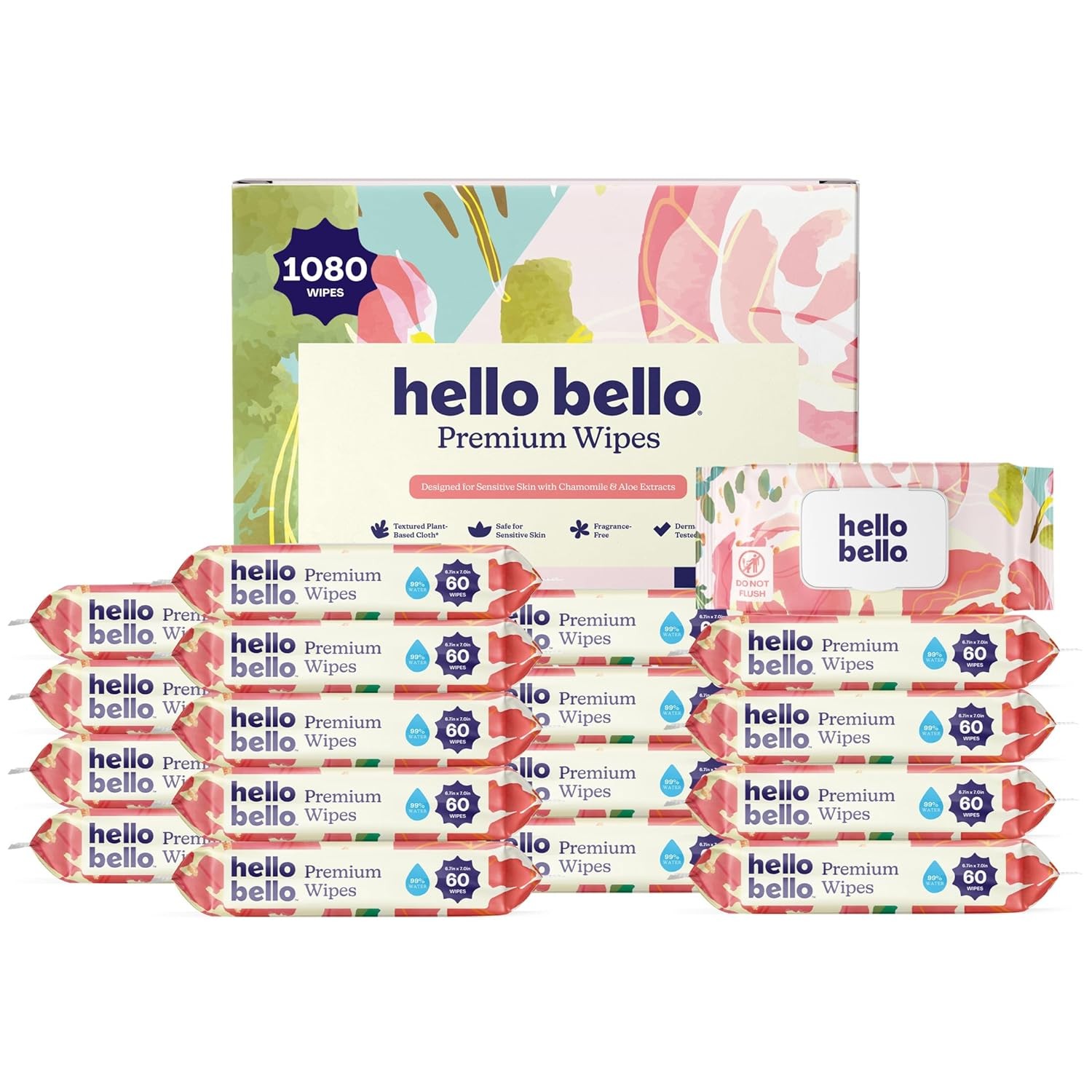 Hello Bello Premium Wipes, Designed for Sensitive Skin with Chamomile & Aloe E gallery