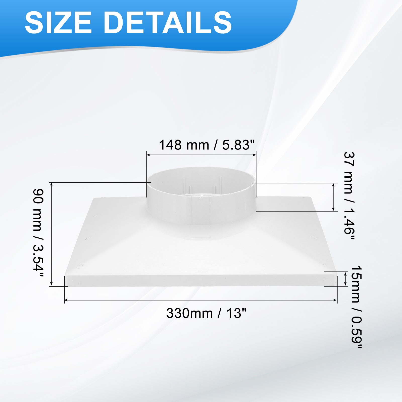 13" to 6" Duct Connector Flange Plastic Square to Round Straight Ceiling gallery