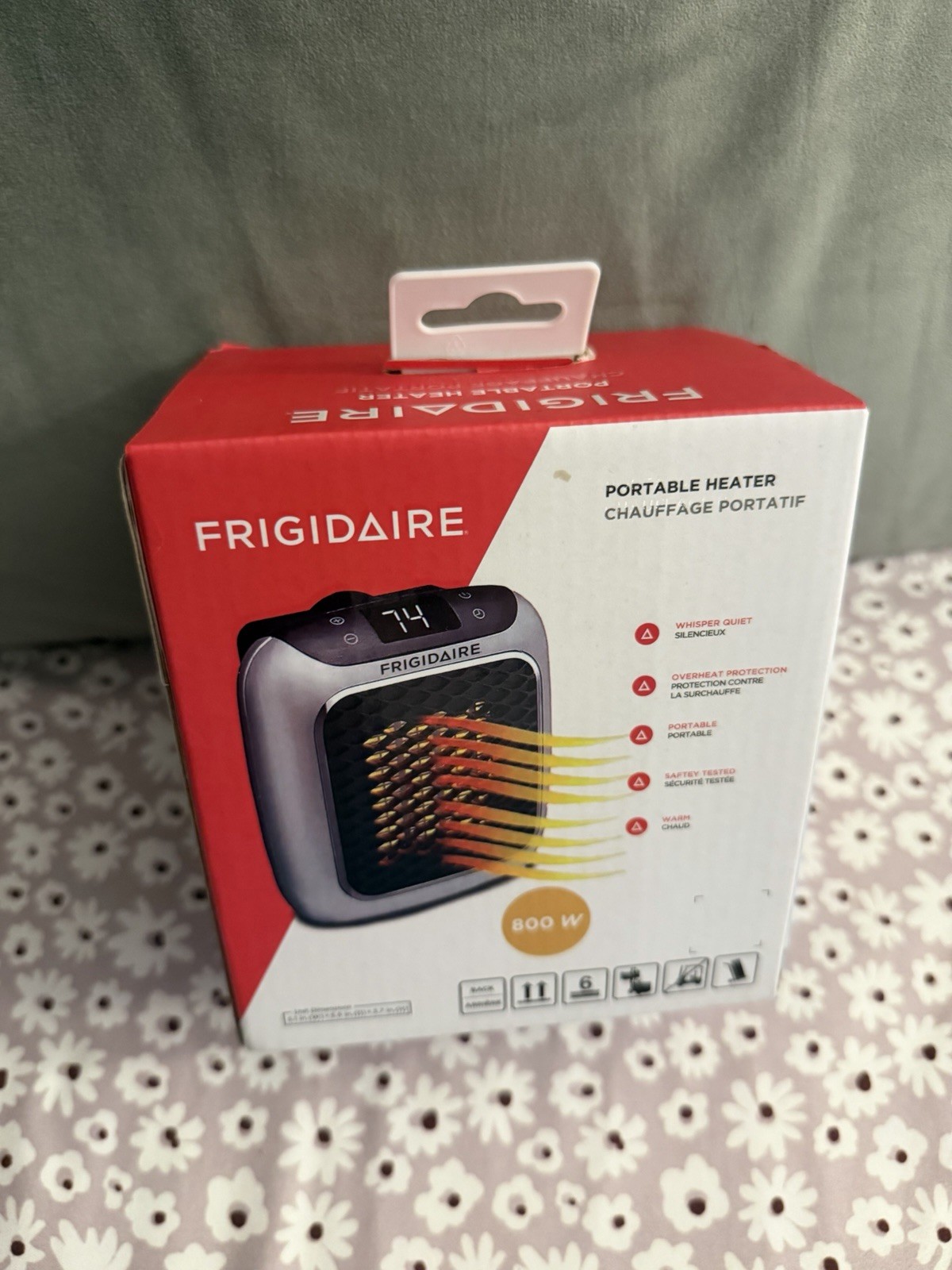 Frigidaire Portable Electric Wall Heater 800W Whisper Quiet Black Silver New gallery