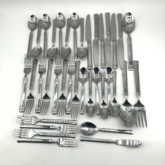 FITZ & FLOYD Everyday Bistro Flatware Band 37 pc Lot Stainless Steel