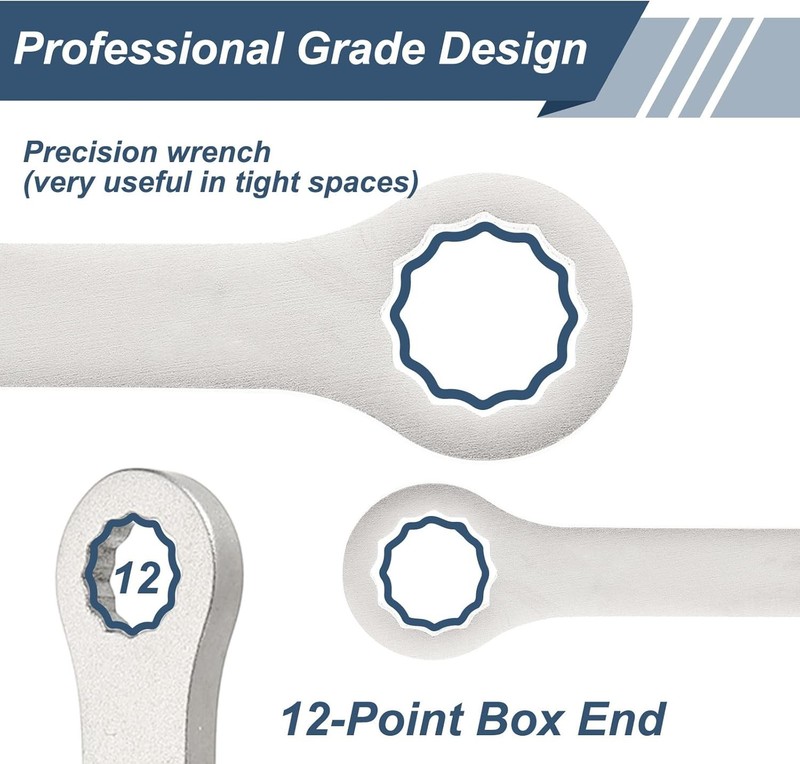 2Pcs Super Thin Combination Wrench 13mm Metric 12-Point Box & Open End Stainless gallery