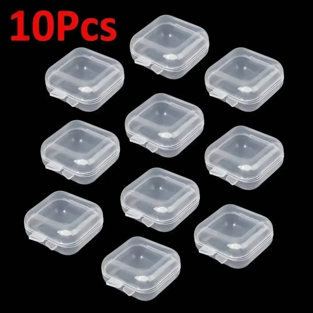 Mini Plastic Jewelry Storage Box Square Transparent Flip Portable Pill Case Case gallery