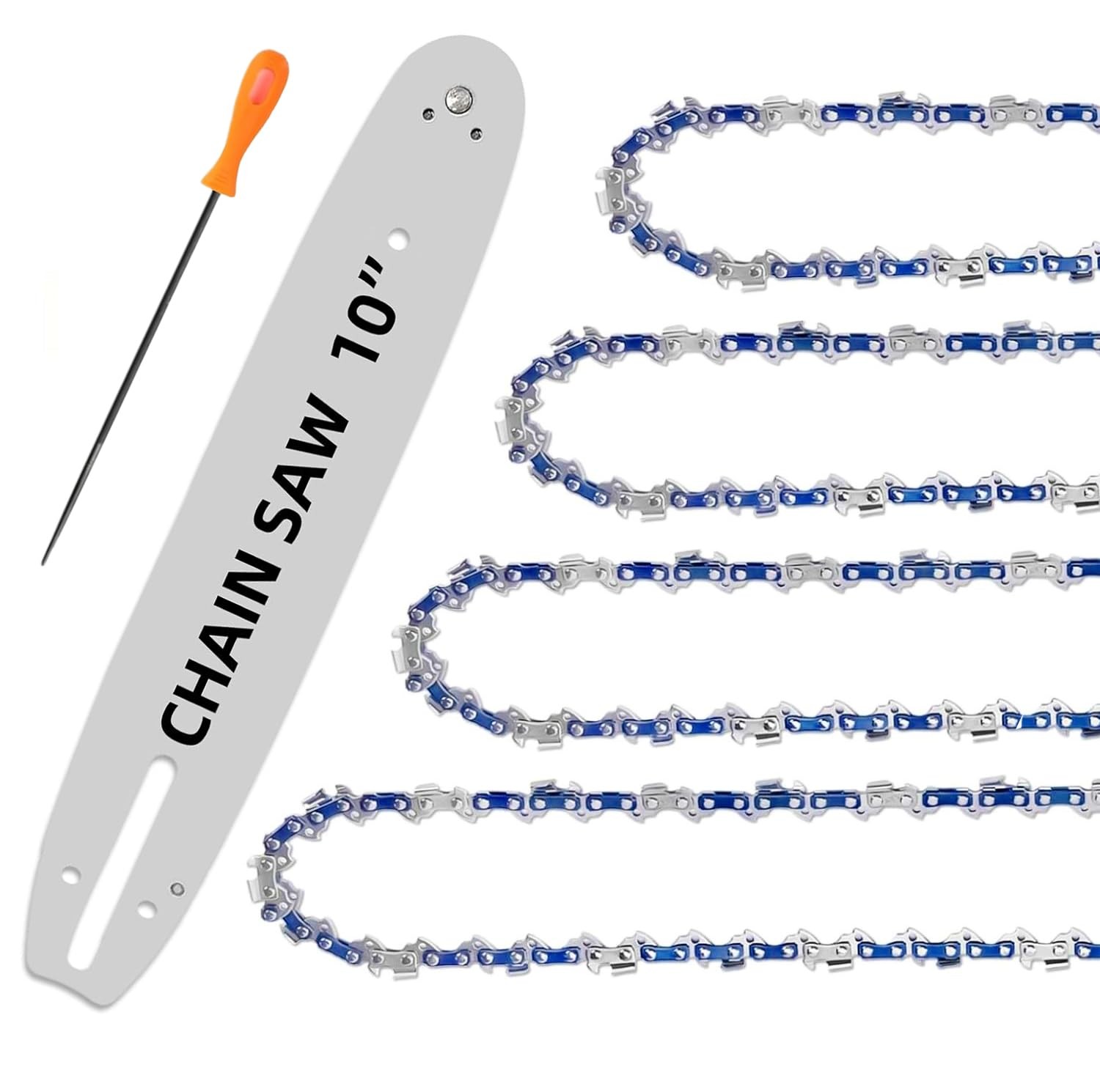 10 Inch Chainsaw Chain 5-Piece Kit with 10-Inch Guide Bar – S40 3/8" LP gallery