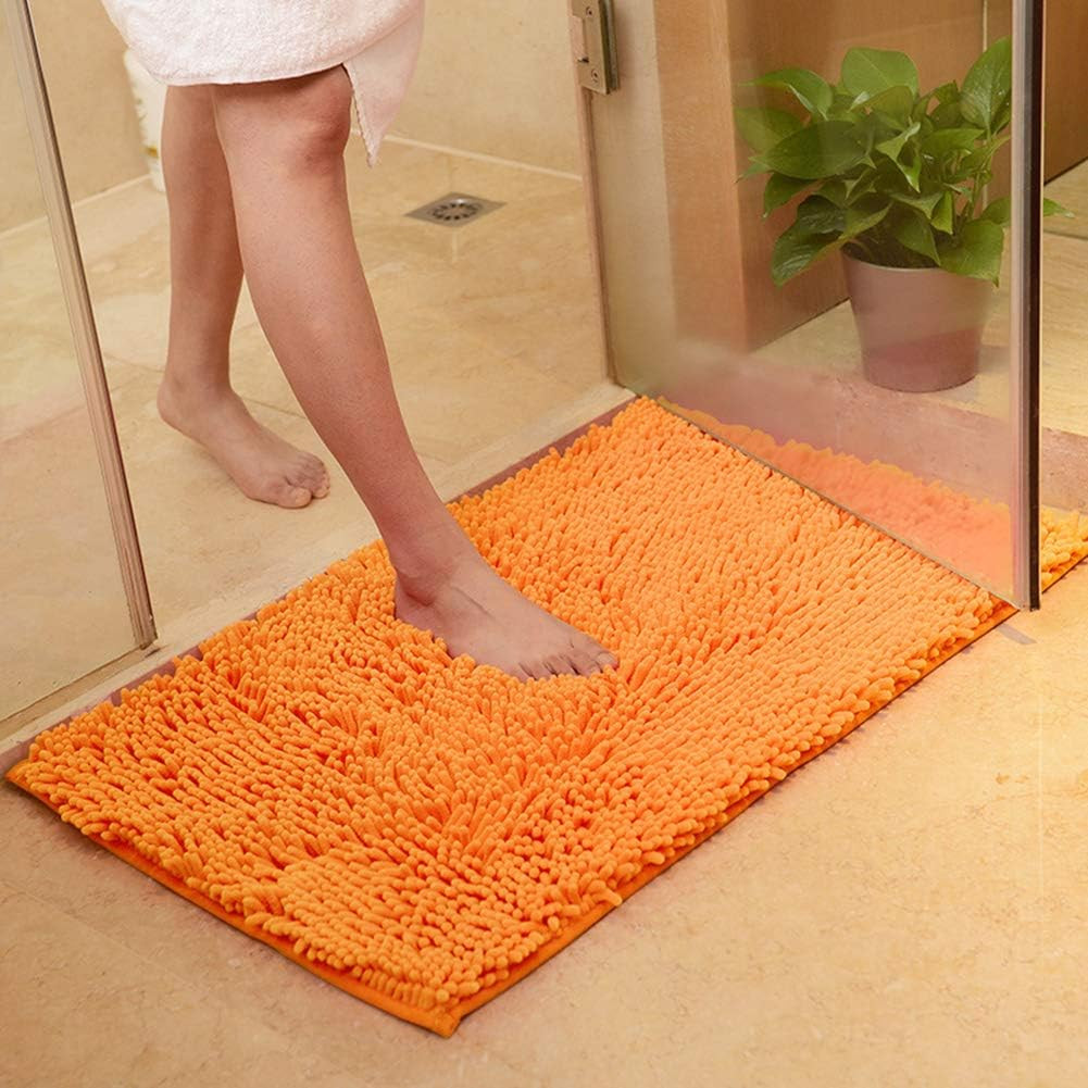 Orange Fall Plush Chenille Bath Rugs Extra Soft and Absorbent Microfiber Shag Ru gallery