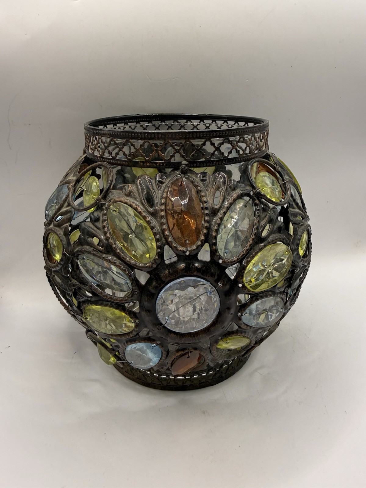 Turkish Style Flower Mosaic Gem Table Lamp Metal Acrylic Gems Boho gallery