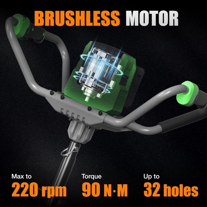 WORKPROX 40V Electric Auger Post Hole Digger 8" Earth Auger Brushless 4A Battery gallery
