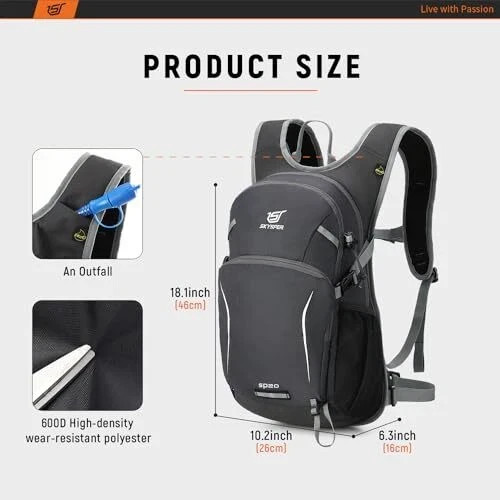  Hiking Backpack - 20L Small Backpacks with Ergonomical Design, Darkgray 2