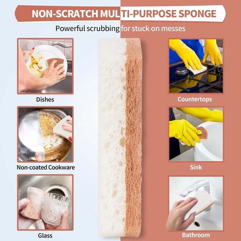 12pcs Kitchen Sponge Natural Biodegradable Eco-Friendly Dish Sponges for Kitchen gallery