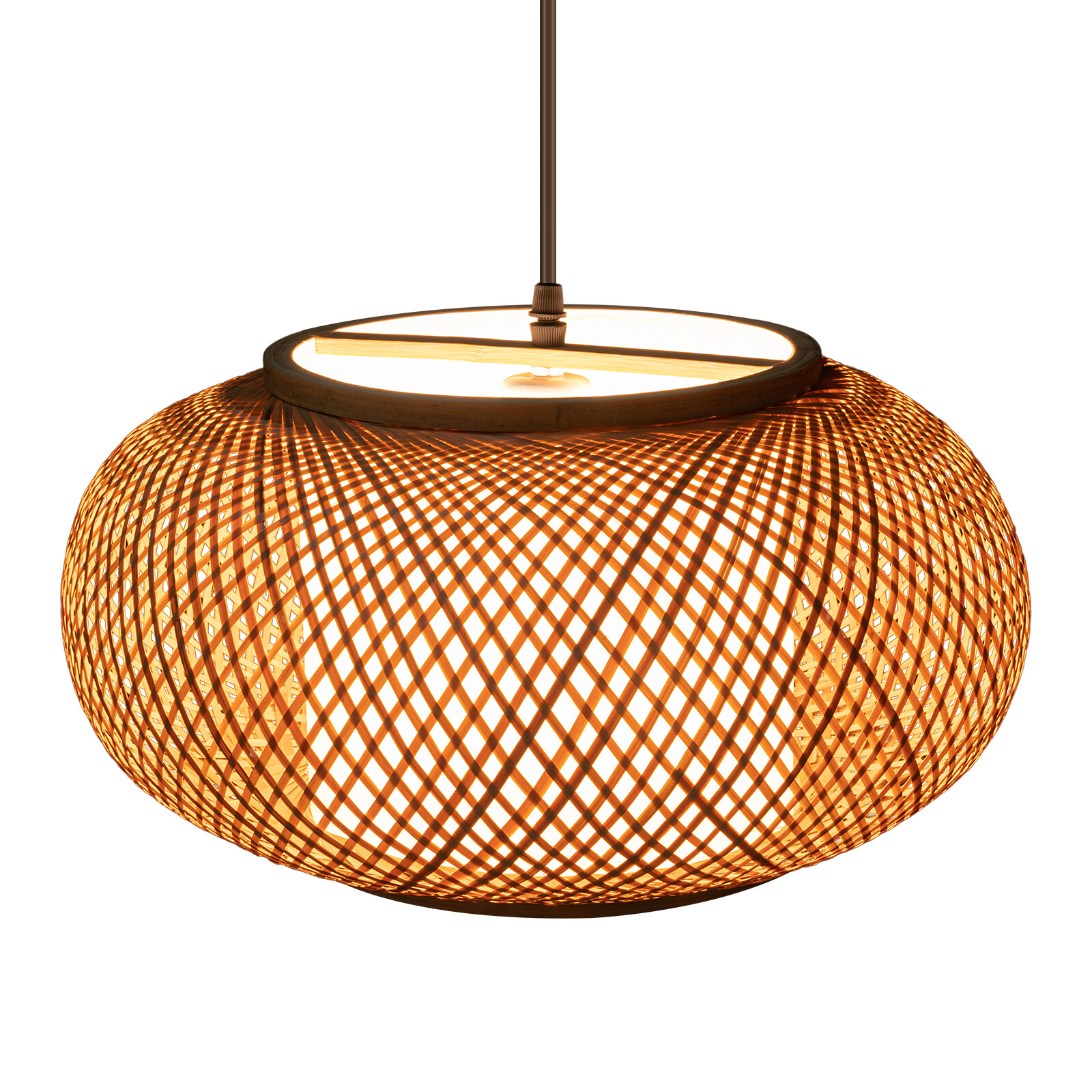 Hanging Lamp Wicker Basket Ceiling Light Shade Natural Bamboo Pendant Lampshade gallery