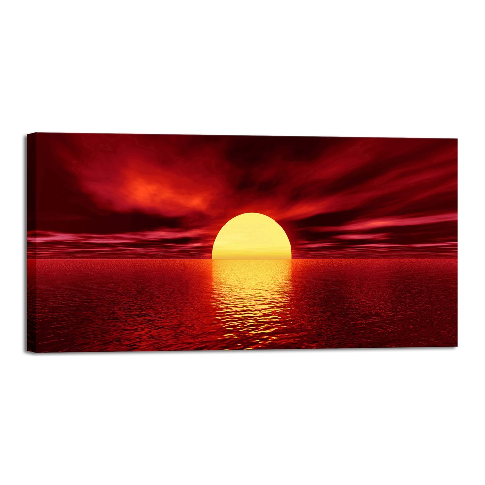 Large 1 Panel Modern Canvas Prints Wall Art Seascape Pictures Sun Paintings