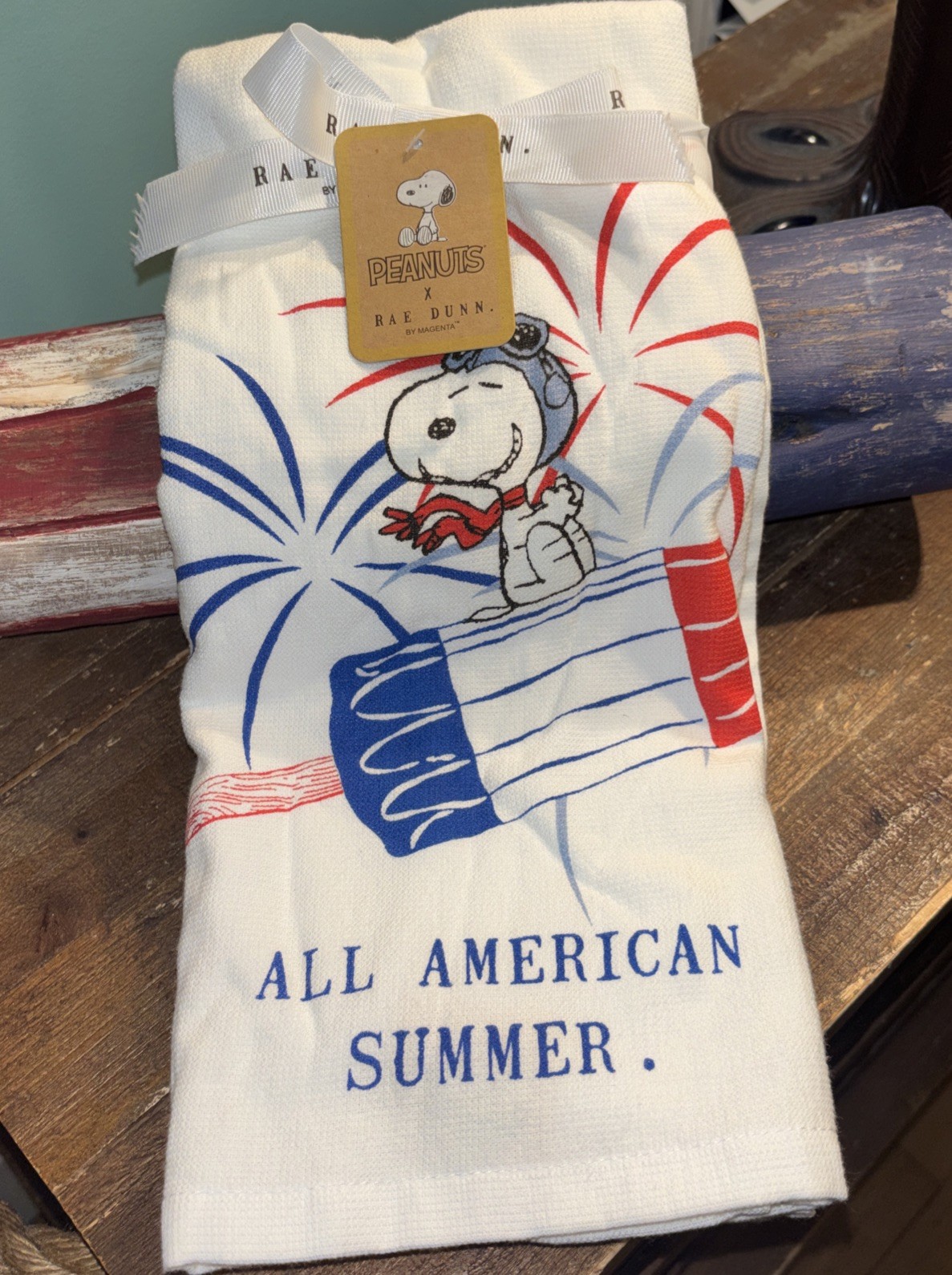 Peanuts New Rae Dunn 2025 Snoopy 4th Of July Kitchen Towel Set 18 x 28in gallery