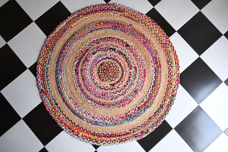 Rugmoda Jute Multicolor Braided 4x4ft Round Rug for Living Room Bedroom Area Rug gallery