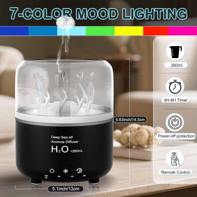 Jellyfish Humidifier Diffuser, 280ml Essential Oil Diffuser Deep Sea Elf- New! gallery