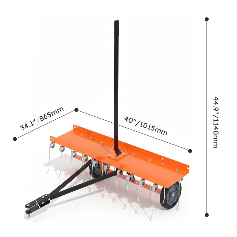 40-Inch Tow Dethatcher Lawn Rake with Spring Steel Tines for ATV or Mower Tow Be gallery