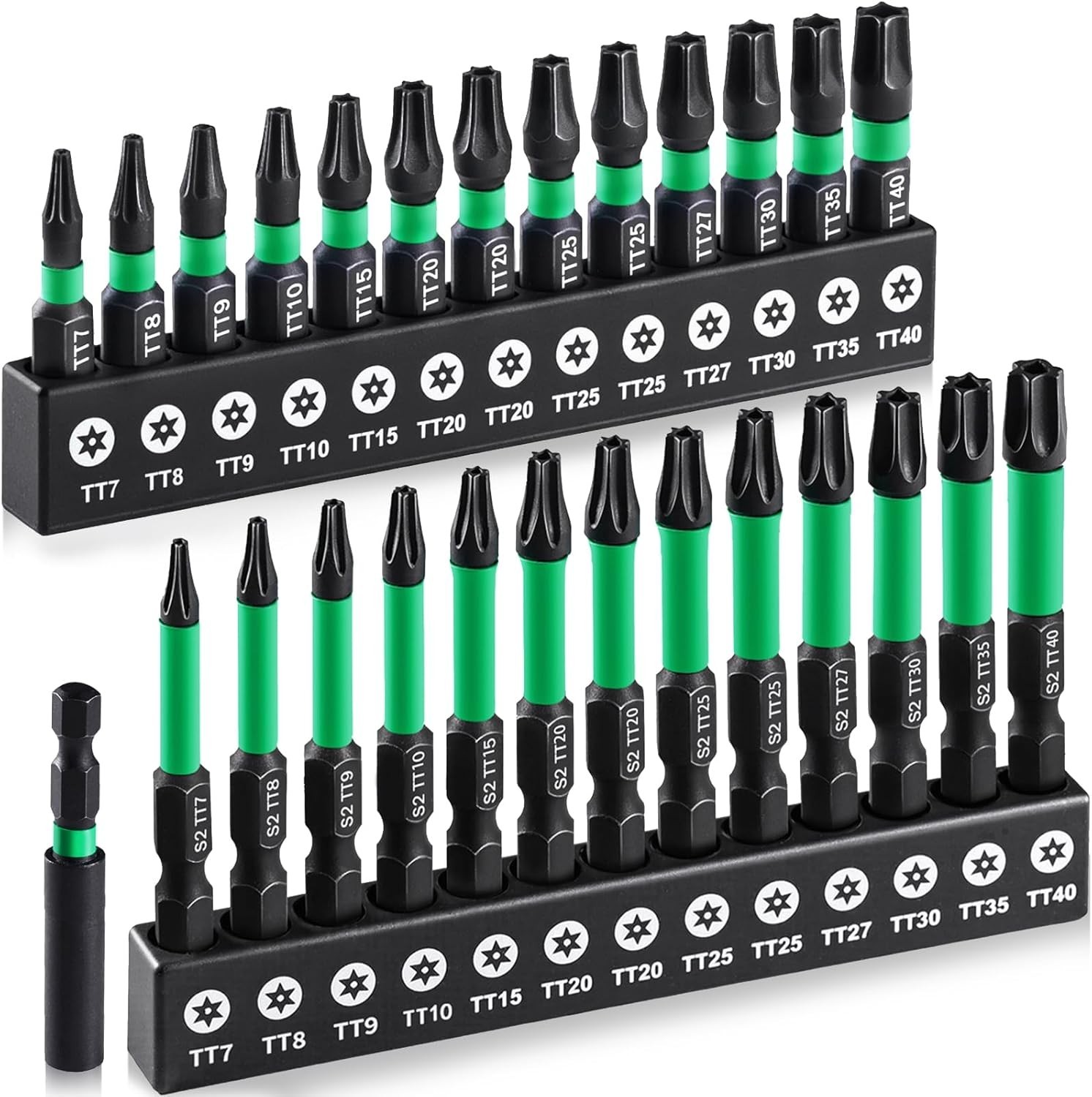 27PCS Impact Torx Bit Set TT7-TT40 Magnetic Tamper Proof S2 Steel Bits Case gallery
