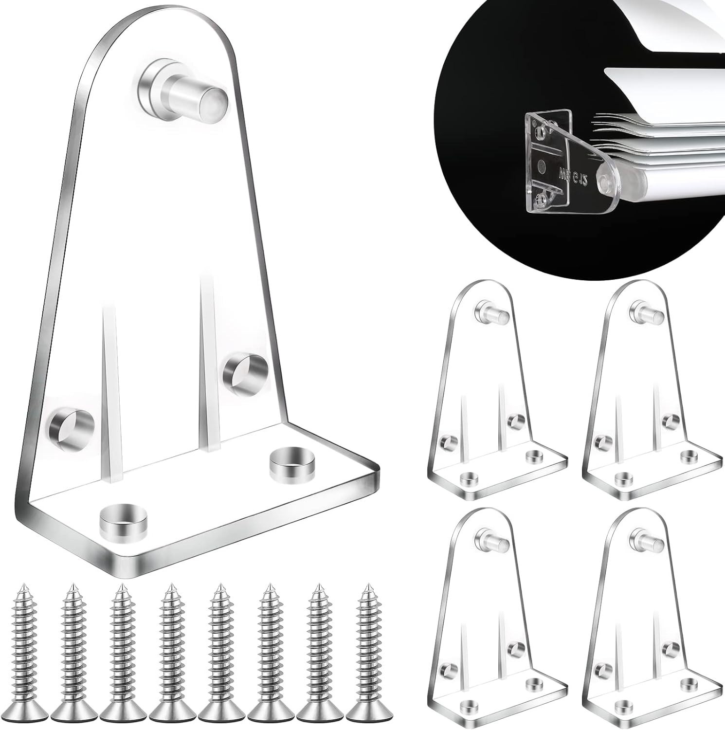 4 Clear Plastic Blinds Bottom Brackets with 8 Screws - Perfect for Installation gallery