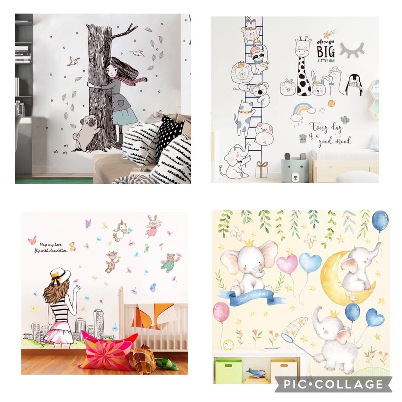 Ex Large High quality PVC Removable girl, dog, tree wall Decals for kids room gallery