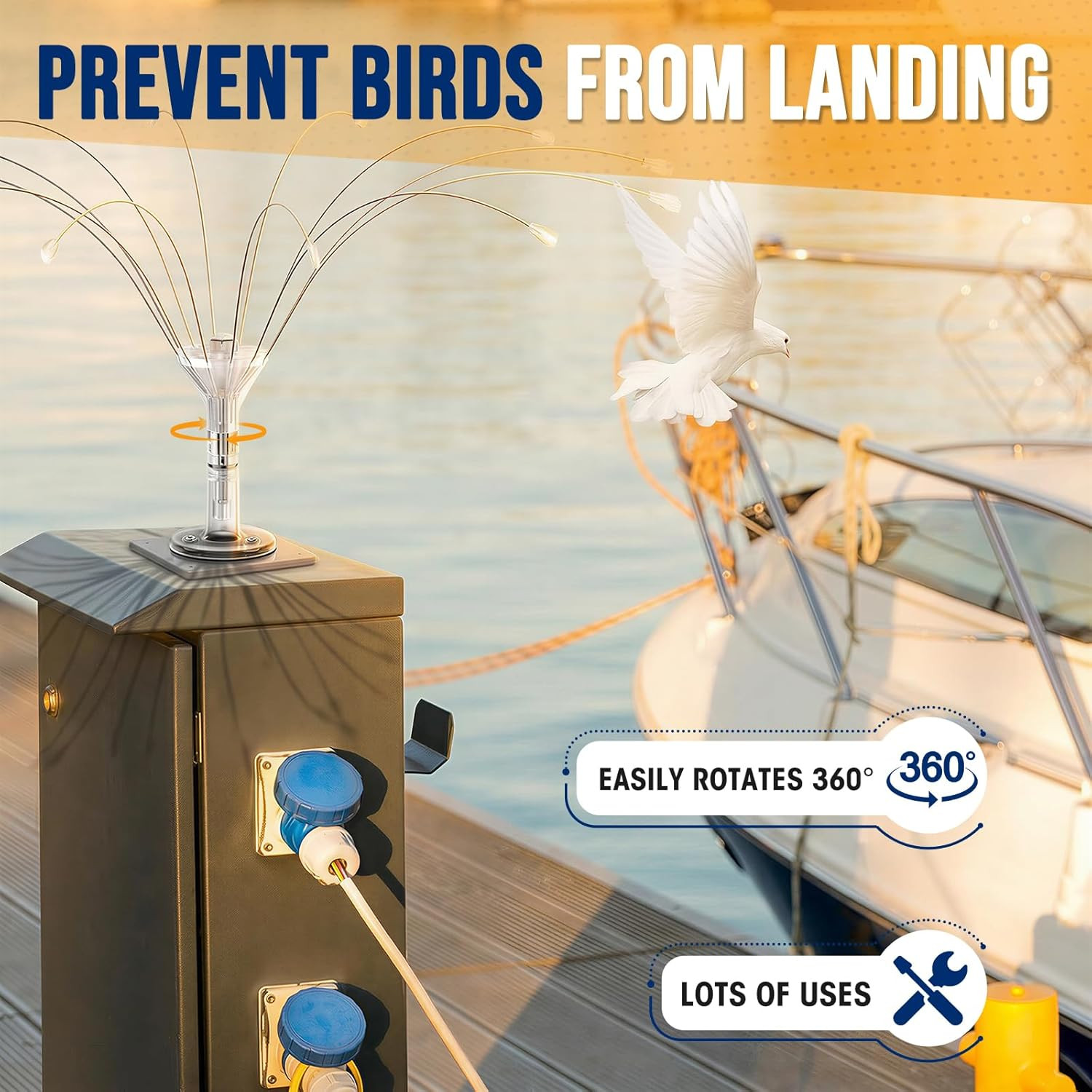 Stainless Steel Bird Deterrent with PVC Base for Outdoors, Boats, Docks and HVAC gallery
