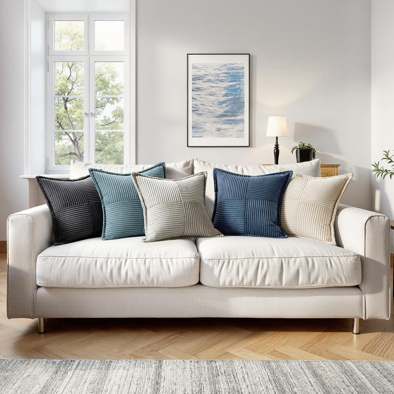 Decorative Throw Pillow Covers for Couch Bed Livingroom 20x20 Inch Set of 2 Blue gallery