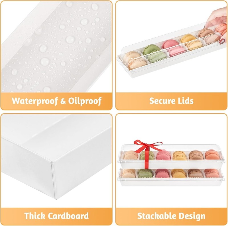 25 Pack Paper Strawberry Boxes with Clear Lids, 12 x 2.6 x 2 Inches White Lon... gallery