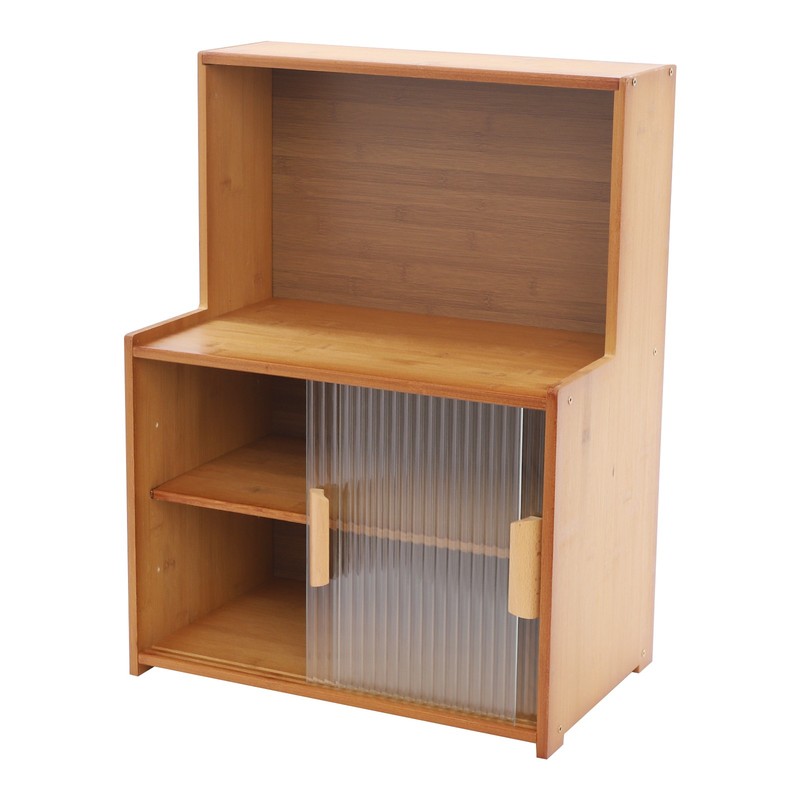 Kitchen Pantry Cabinet Small Storage Cabinet Cupboard with Sliding Glass Doors gallery