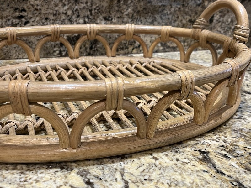 Bamboo Oval Serving Tray Boho Vintage Retro gallery