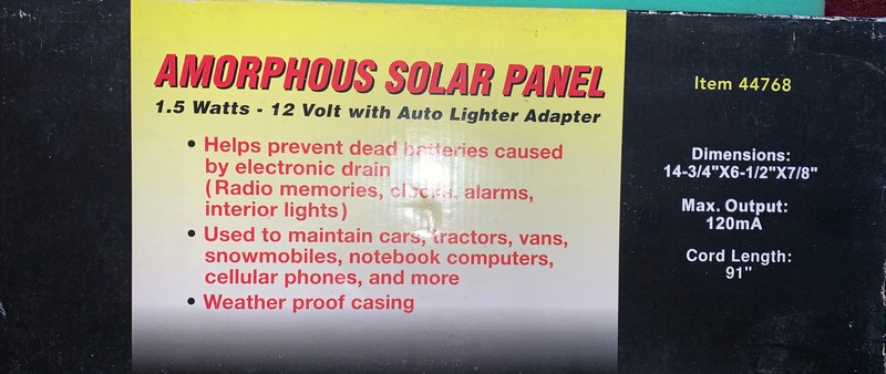 Amorphous Solar Panel 1.5 Watt Trickle Charger 44768 gallery