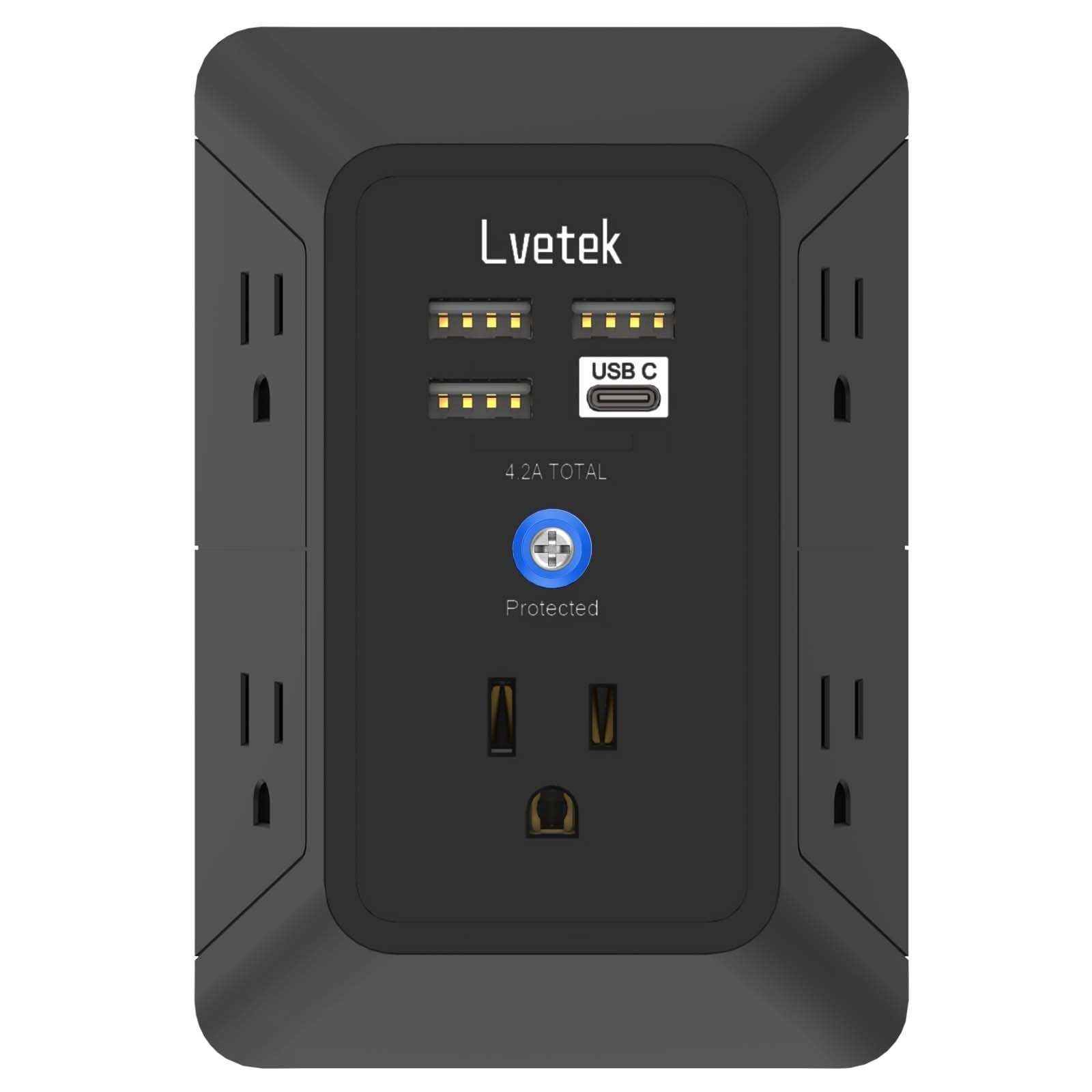 5-Outlet Surge Protector Power Strip with 4 USB Ports (1 USB-C) - 1680J, ETL Lis gallery