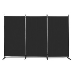 Polyester Fabric Plastic Foot Carbon Steel Frame Foldable Screen Black