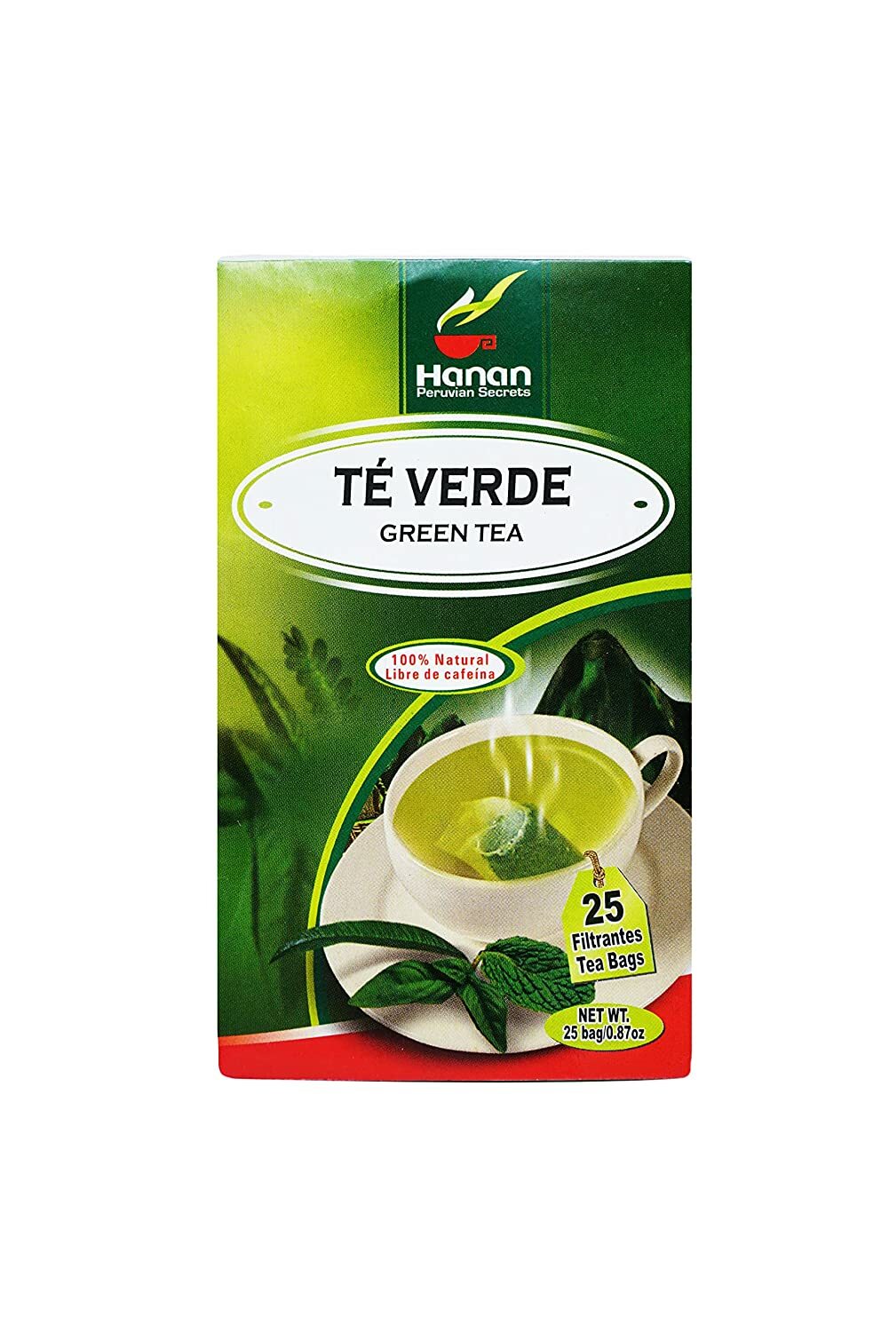 Hanan Peruvian Secrets Te Verde| 100% Natural Green Tea | 25 Tea Bags| Aids in M gallery