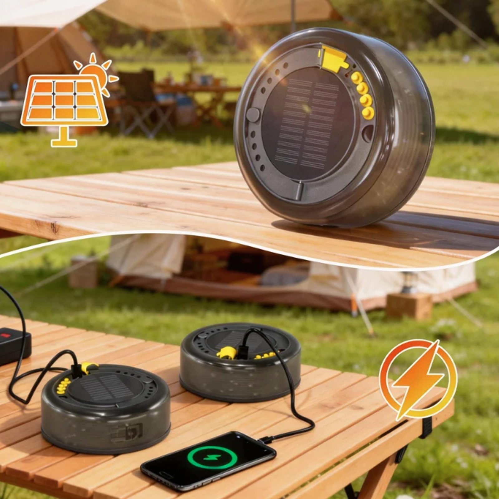 5200 mAh Solar Camping String Light, Portable Warm White Fairy String Lights gallery