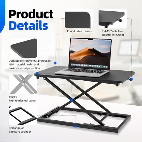 Standing Desk Converter Height Adjustable, Sit to Stand up Desk Riser Black gallery