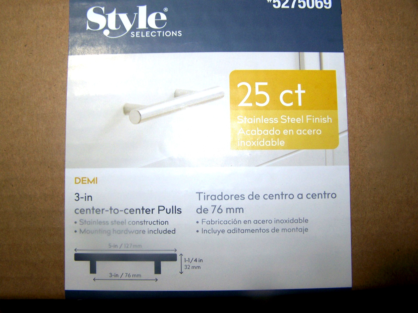(25) NEW Sealed ~ 5 In. Cabinet & Drawer Pulls ~ Stainless 3 In. Center ~ gallery