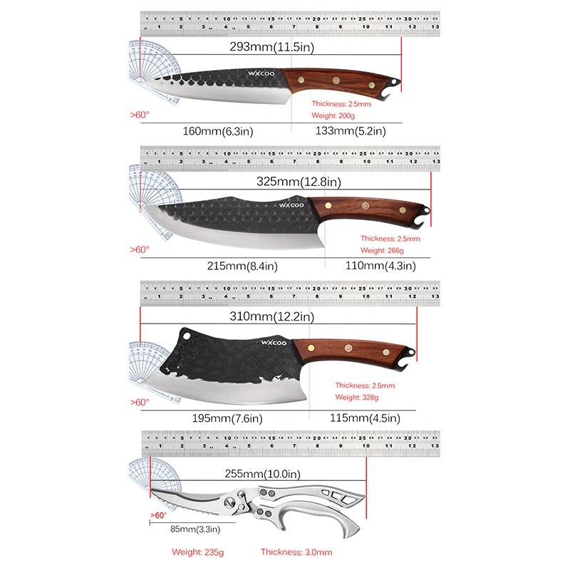 3/5PCS Stainless Steel Vegetable Chopper Kitchen Scissors Knife Meat Cleaver gallery