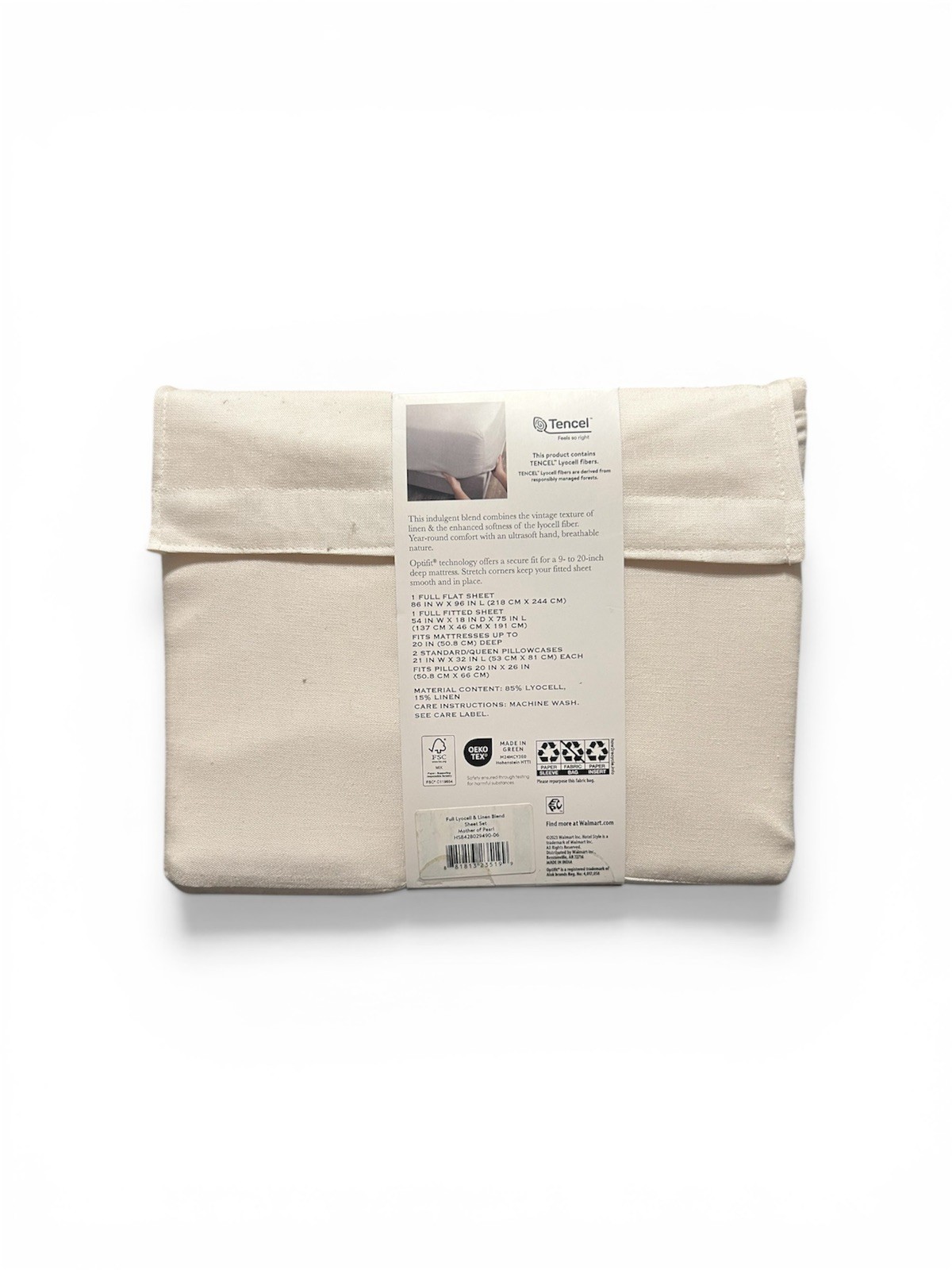 Hotel Style 4 Piece Lyocell & Linen Blend Bed Sheet Set, Full, NEW, Grey/Mother gallery