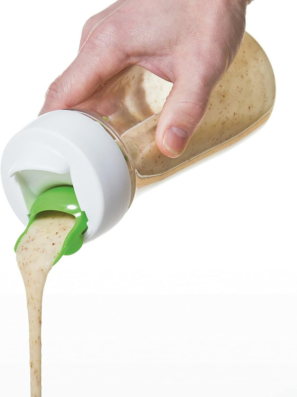 Salad Dressing Shaker Container, Dripless Pour, Leak-Free, Soft Grip, BPA Free, gallery